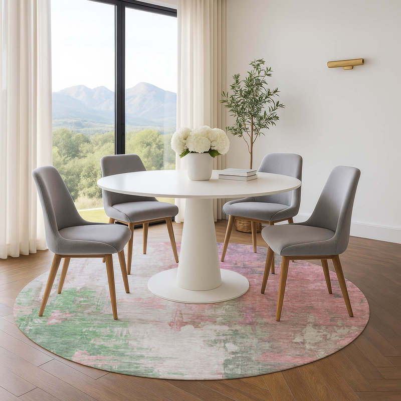 Tapis abstrait lavable à la machine Premium, Rond 8 pi