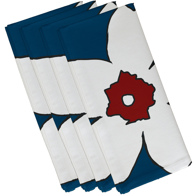Serviette Brainard, L 18 po x L 18 po, Bleu sarcelle / rouge
