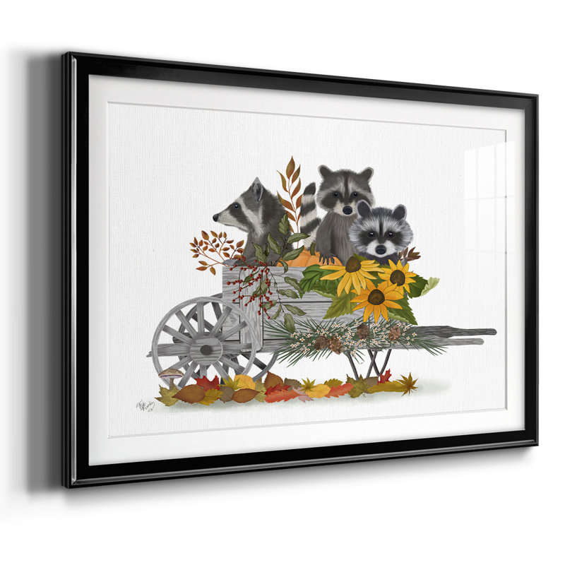" Raccoon Wheelbarrow ", Black, 30" H x 44" W x 1.5" D