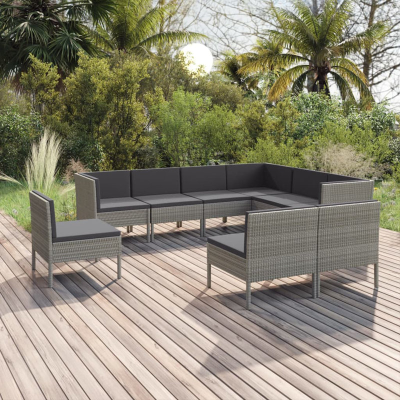 Ensemble modulaire de patio carré avec coussins 27,2 po Fez, Gris