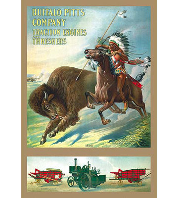 « buffalo pits company-buffalo hunter », affiche rétro