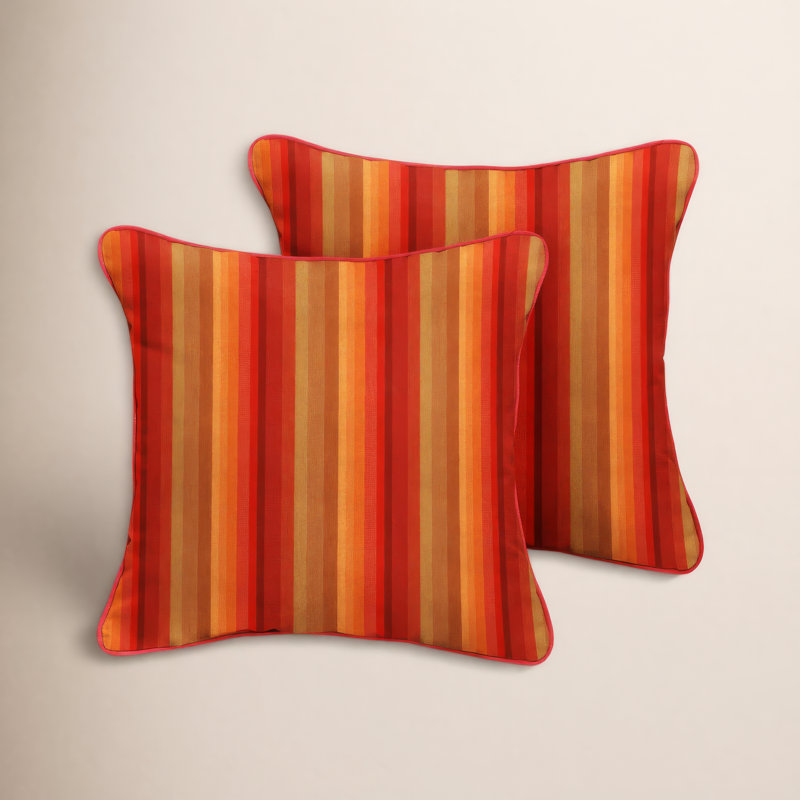 Adel Reversible Throw Pillow, 18" W x 18" D, Stripped Orange