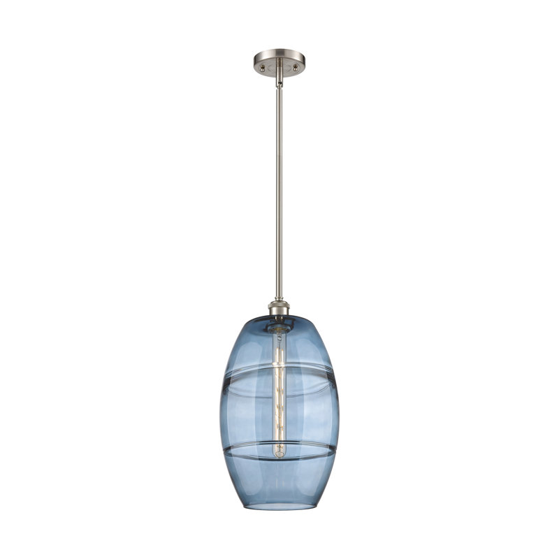 Ballston Bettylou 1 Light Stem Hung Pendant-516-G557, Princess Blue, 18.5" H x 10" W x 10" D, Brushed Satin Nickel