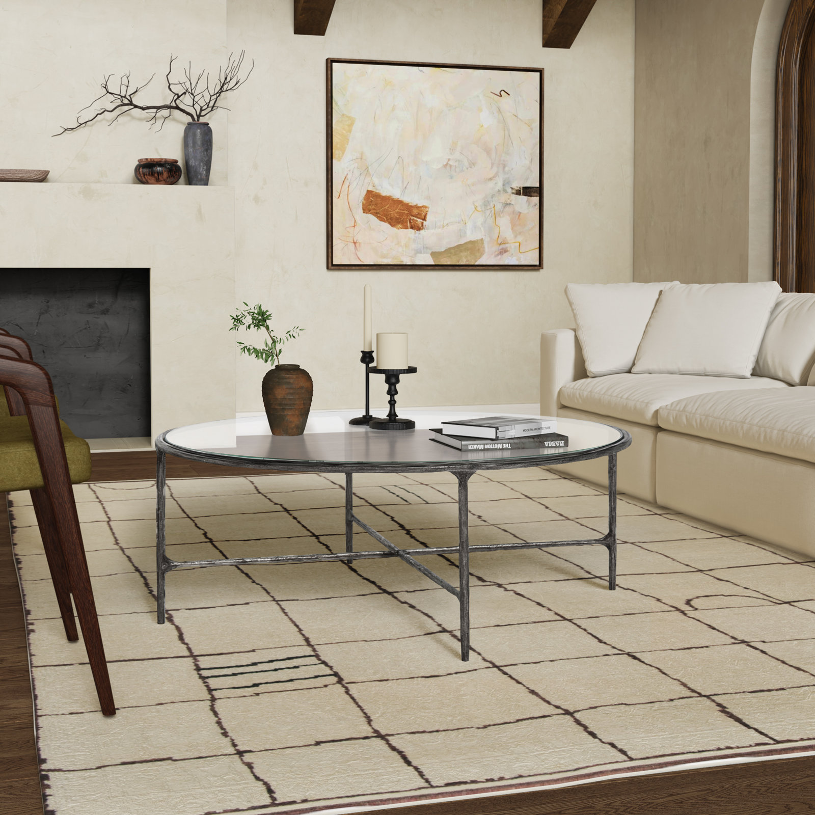 Evelynn 30" Coffee Table, Silver, Clear