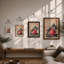 Pomegranate with Branch Japandi - Framed Print-660849834-660849833