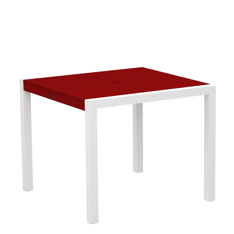 Table de salle à manger POLYWOOD MOD, Rouge coucher de soleil, Blanc, L 35,18 po x P 35,18 po