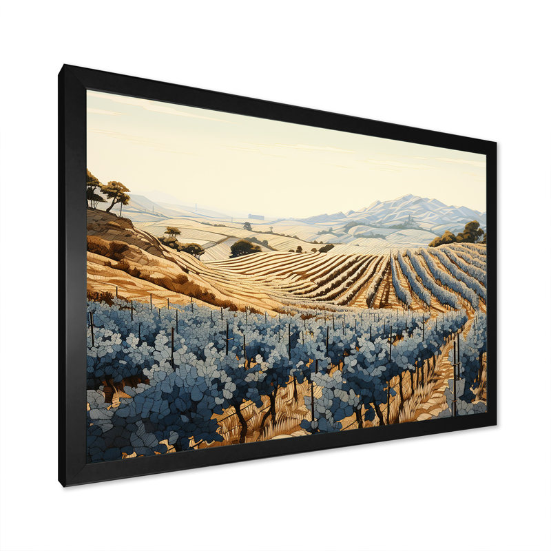 Minimalisme vignoble sur toile de fond, Cadre simple noir, H 30 po x l 40 po x P 1,5 po