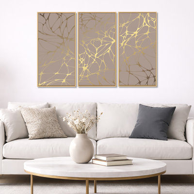 «Golden Marble Design II», reproduction de photo sur toile 3 pièces