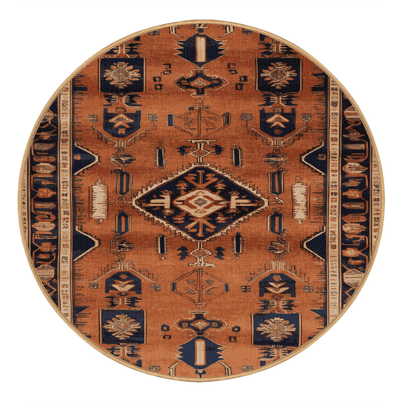 Tapis brun lavable à la machine, Rond 4 pi