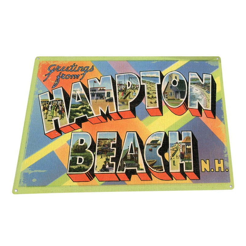 «Greetings From Hampton Beach» sur impression métallique, H 11,5 po x l 15,5 po x P 0,04 po