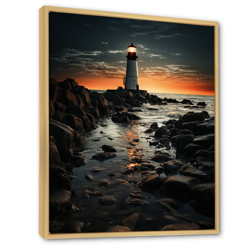 «Beelu Florida Lighthouse At Sunset», reproduction sur toile, H 20 po x l 12 po x P 1 po, Cadre naturel flottant