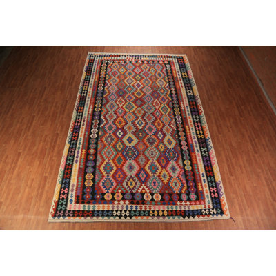 Tapis oriental à motif géométrique complet Kilim 10 x 16