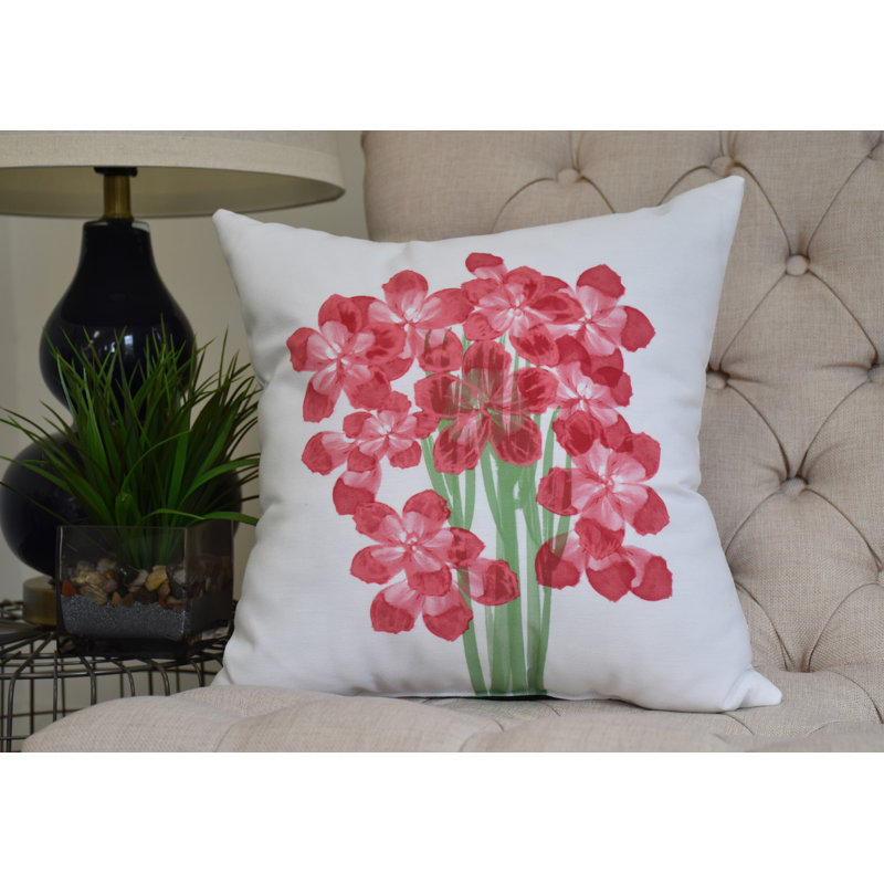 Nantucket Floral Reversible Throw Pillow, Red, 26" x 26"