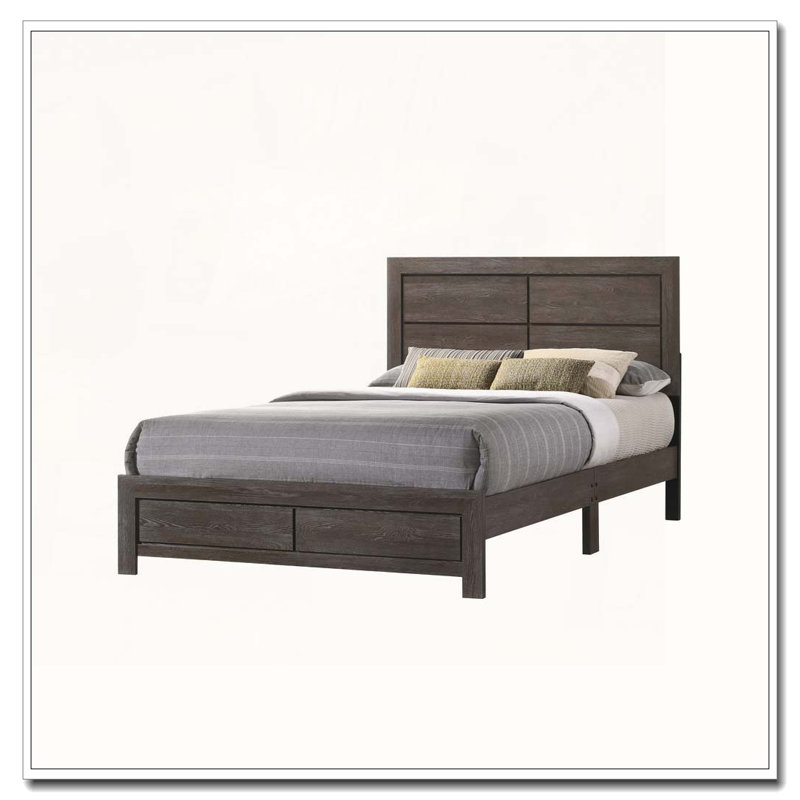 Lit plateforme Rustic Wood, Complète, gris
