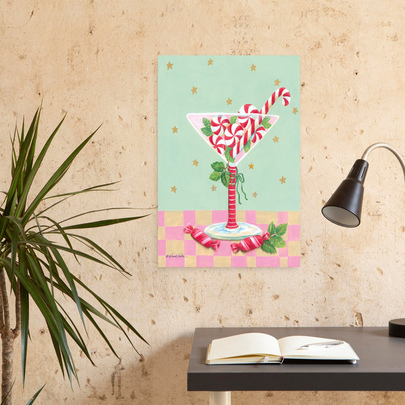 Peppermint Spirits Playful Whimsical Abstract Art, H 24 po x l 16 po