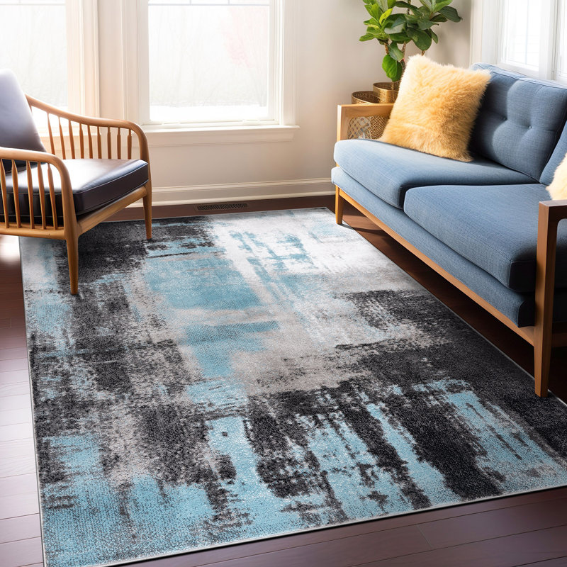 Milroy Abstract Machine Woven Polypropylene Area Rug, Rectangle 7'10" x 10'