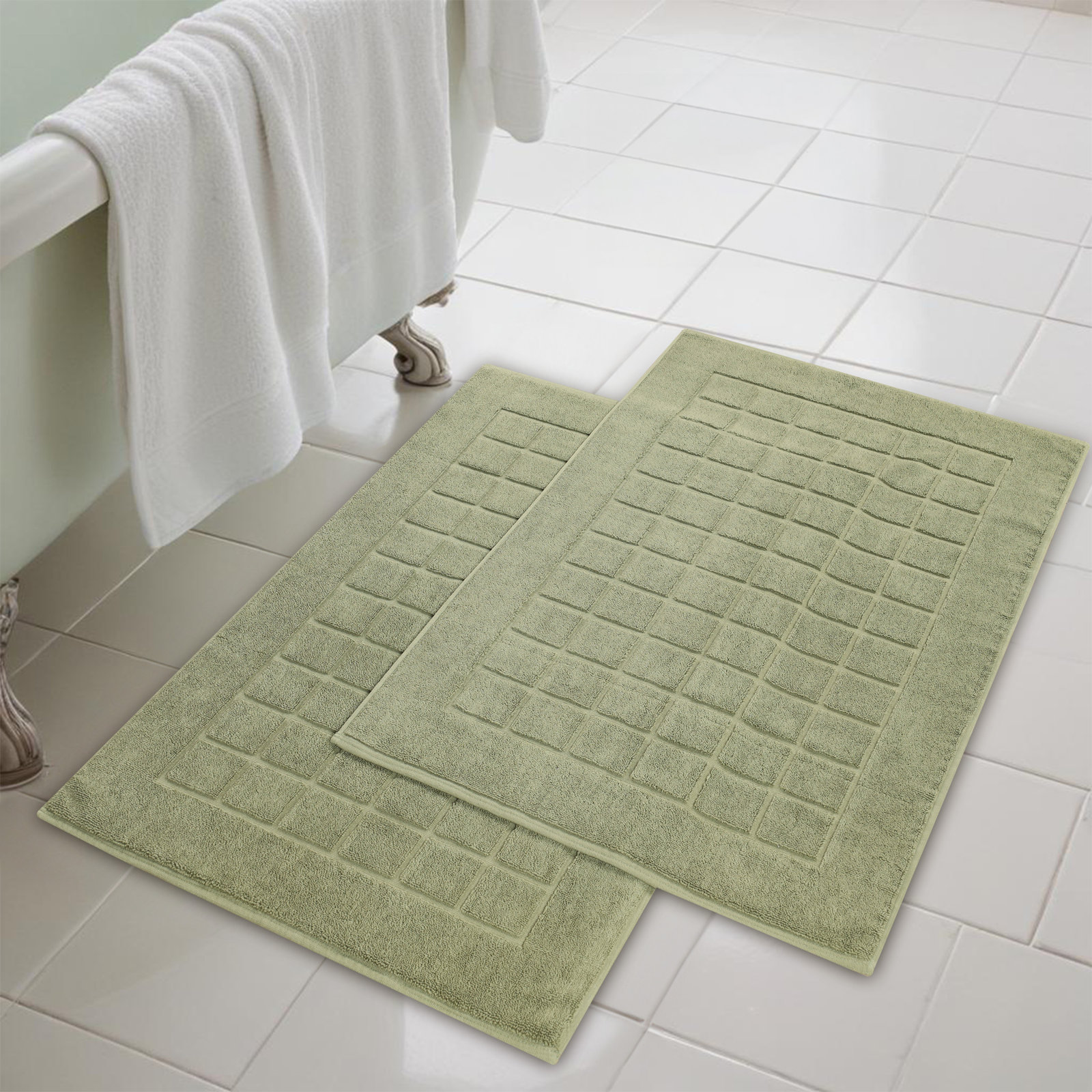 Cotton Bath Mat, Forest Green