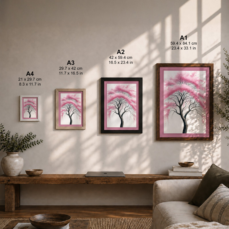 Bare Tree In Bloom Modern - Print, Unframed, A2 - 59.4 x 42.0 cm