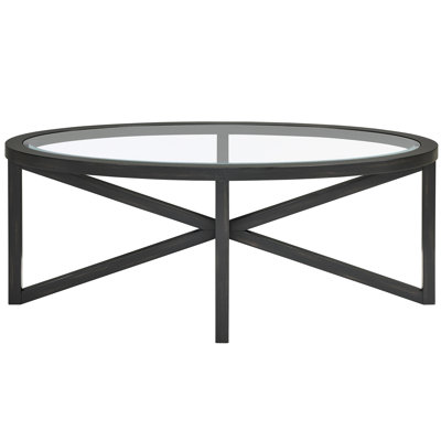 Modern Glass Coffee Table With Poplar Solid Wood Frame And Tempered Top For Waiting Area - Easy To Clean, 250 Lbs Capacity Support Simple Transparent Tripod Leisure Scratch Design, Stable Structure