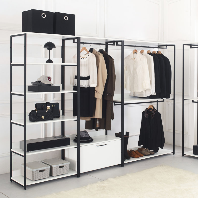 Système de placard autoportant blanc avec structure en métal - Rangement très profond, rouille - thermolaqué, résistance à la chaleur et à l'eau, égratignure E0, 2 fois plus épais, fabrication artisanale, option d'installation modulaire,