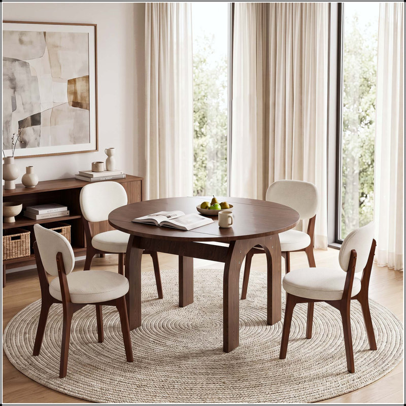 Table de salle à manger extensible en bois massif avec abattant