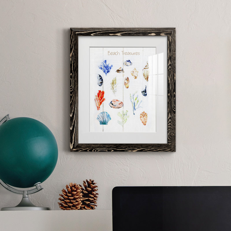 «Beach Treasures», image encadrée, Cadre noir, H 20 po x l 17 po x P 1,5 po