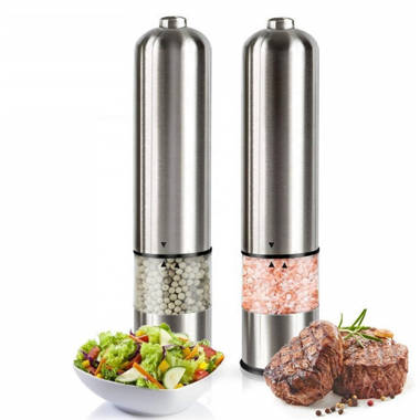 Aptoco Roundhead Electric Salt and Pepper Grinder, Stainless Steel
