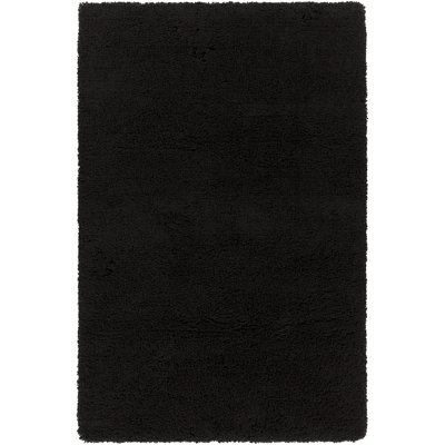 Tapis à poil long noir tissé à la main Bella