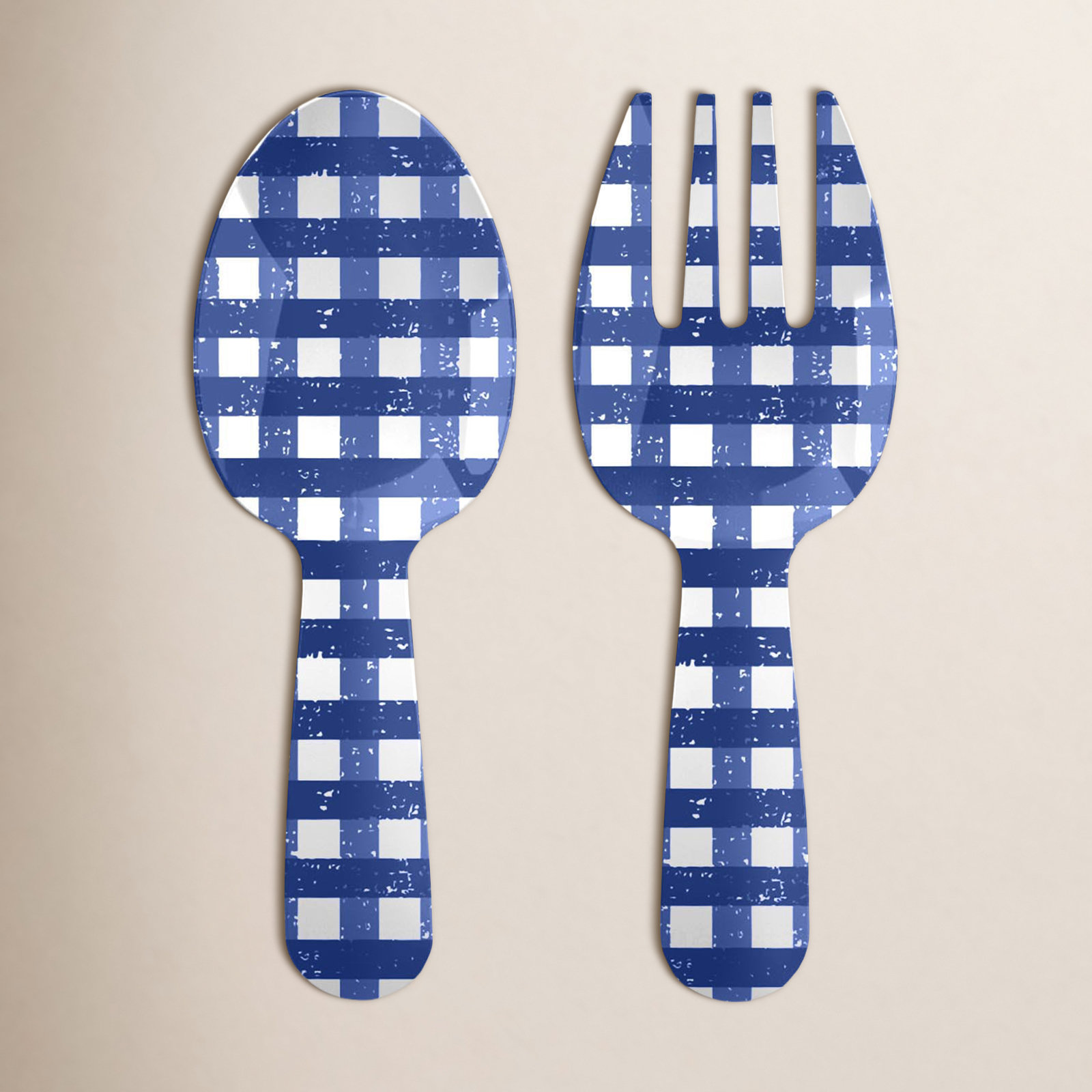 Gingham 2 Piece Salad Servers Set