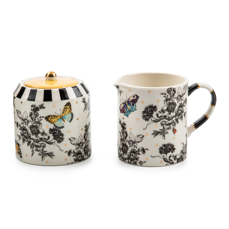 Butterfly Toile Creamer and Sugar Set