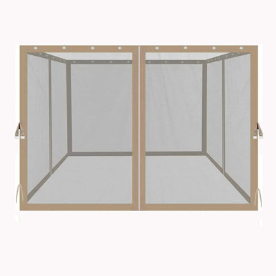 Filet de jardin 10 pi x 10 pi 10 pi x 10 pi, beige avec fermetures à glissière, taille 116,5 po x 81,1 po, attaché par des anneaux à pression et des sangles de coin sécurisées, large, profond, haut,