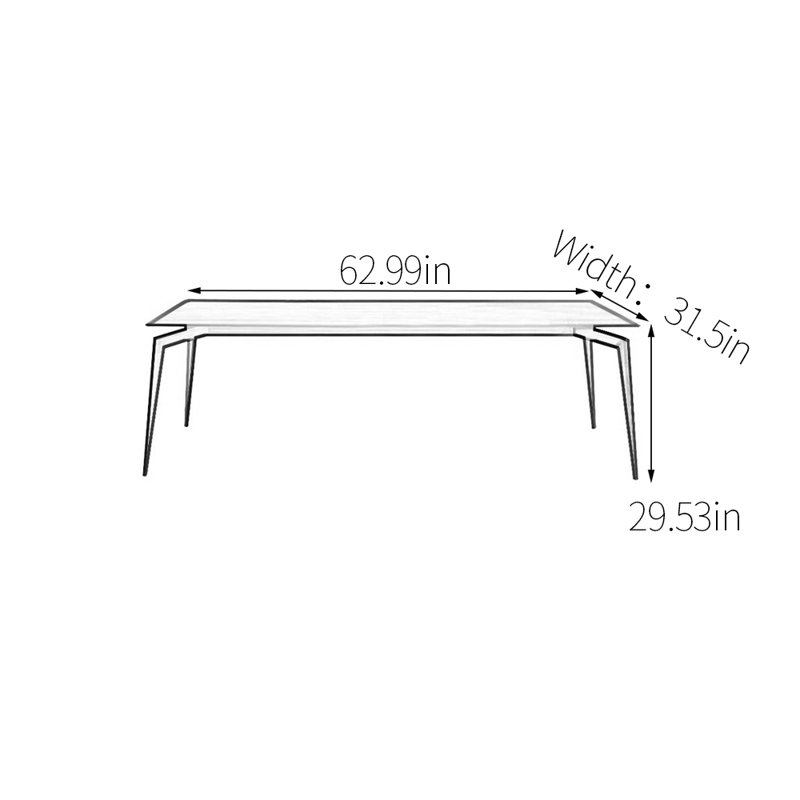 Table de salle à manger en noyer minimalisme, H 29,53 po x L 62,99 po x l 31,5 po