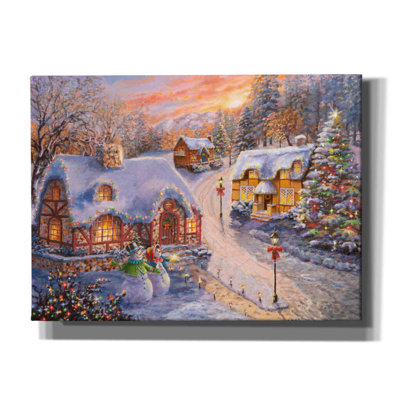 «Flavie Winter Cottage Glow» par Nicky Boehme, reproduction sur toile tendue