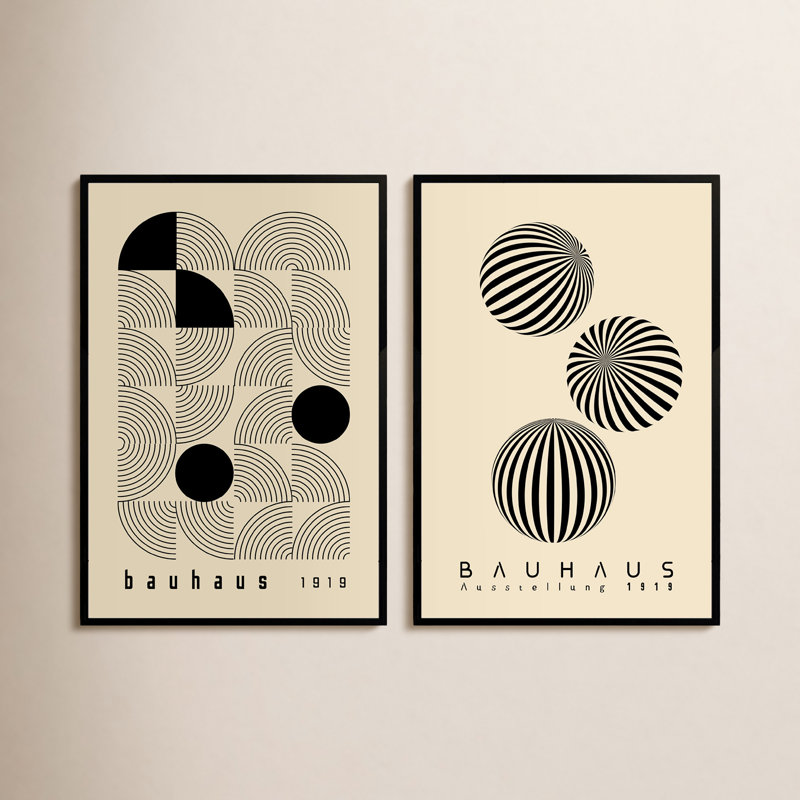 2 pièces Petrik Bauhaus 1919, Noir satiné, H 24 po x l 36 po