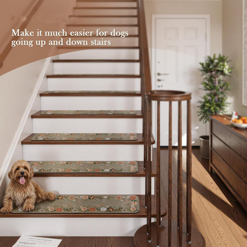 Flower Stair Treads, Brown