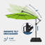 Parasol en porte-à-faux de 120 po, parasol de patio suspendu décalé de 10 pi avec 32 lumières DEL et inclinaison facile, abat-jour de parasol extérieur commercial pour la cour, la piscine, la plage et le jardin-2019512942