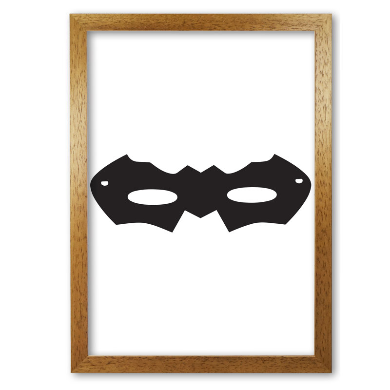 Superhero Mask - Painting, 60 cm H x 42 cm W x 5 cm D, Honey Oak Frame