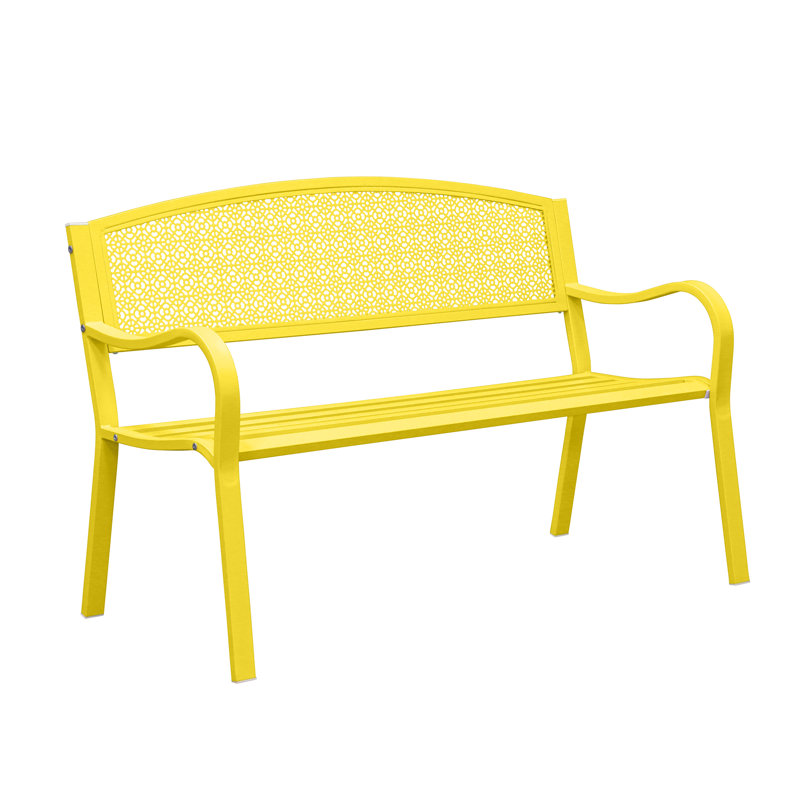 Banc d'extérieur en acier Srisha, Jaune