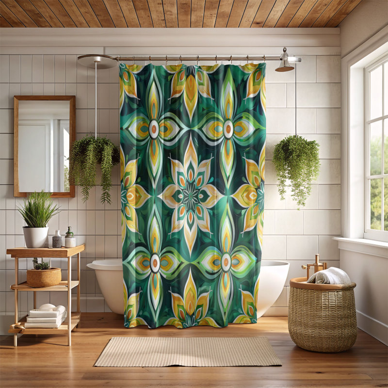 Bohemian Designs - Rideau de douche Premium, H 74 po x l 71 po