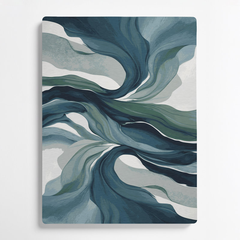 Paysage abstrait, art mural bleu en métal 31, H 12 po x l 18 po