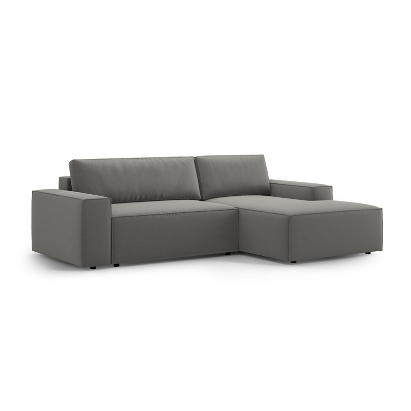Alisbha 2 Seater Velvet Sofa Bed, Light Grey