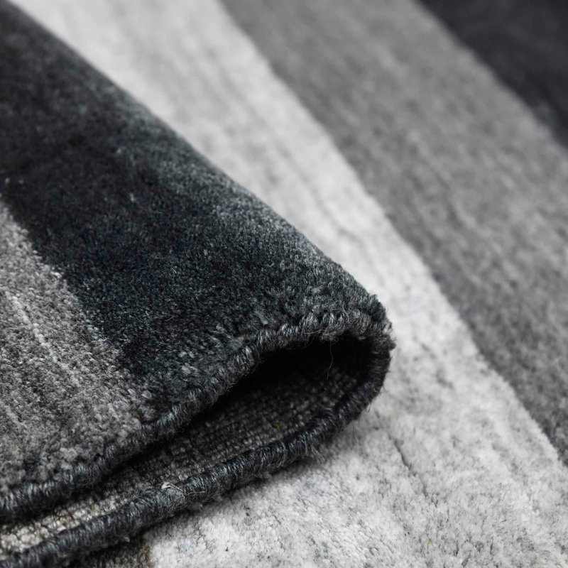 Handmade Gray Wool and Viscose 4' x 6' Reversible Area Rug