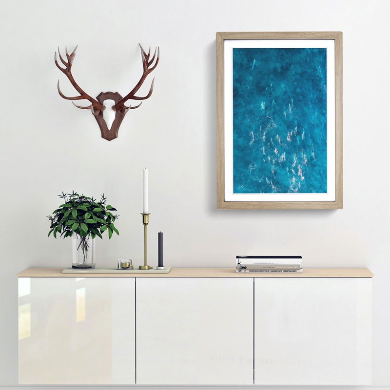 Many Dolphin - Picture Frame Painting Print, Oak Framed, 45cm H x 33cm W x 2cm D