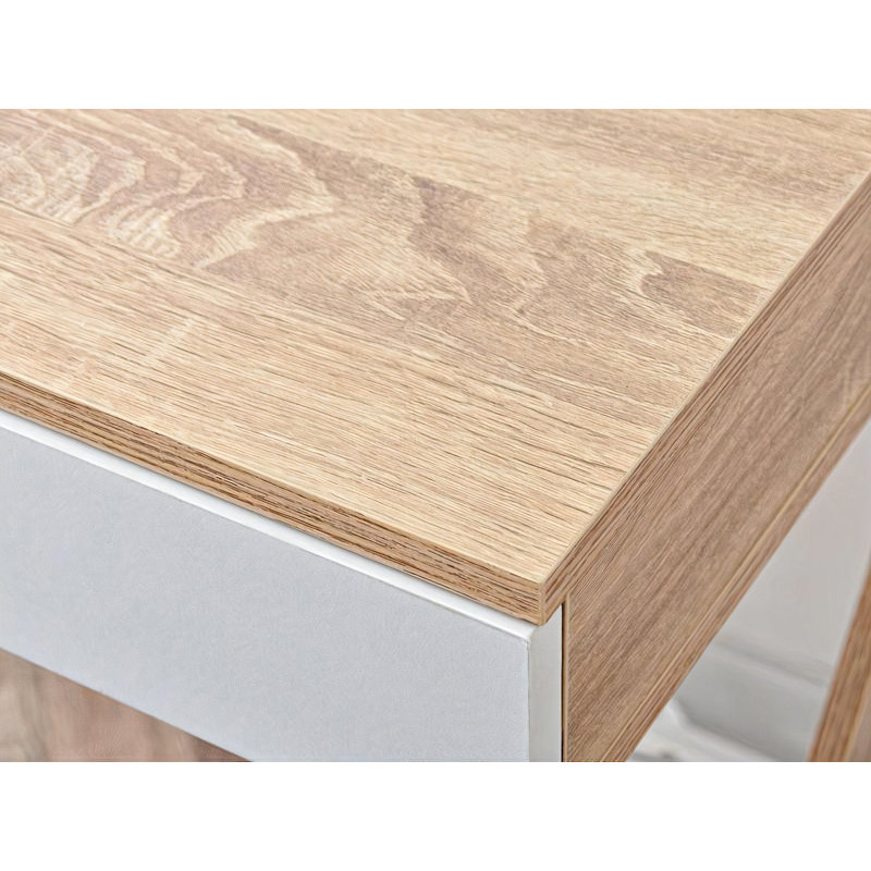 Dawni Metal Base Writing Desk, White, Oak/White