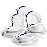 24 Piece Porcelain China Dinnerware Set - Service for 6