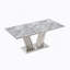 Table de salle à manger en marbre pour 6 personnes, table de salle à manger rectangulaire en faux marbre 70 po avec base en acier inoxydable à finition miroir, table de cuisine moderne en marbre de grande taille (argent, gris)-332152356