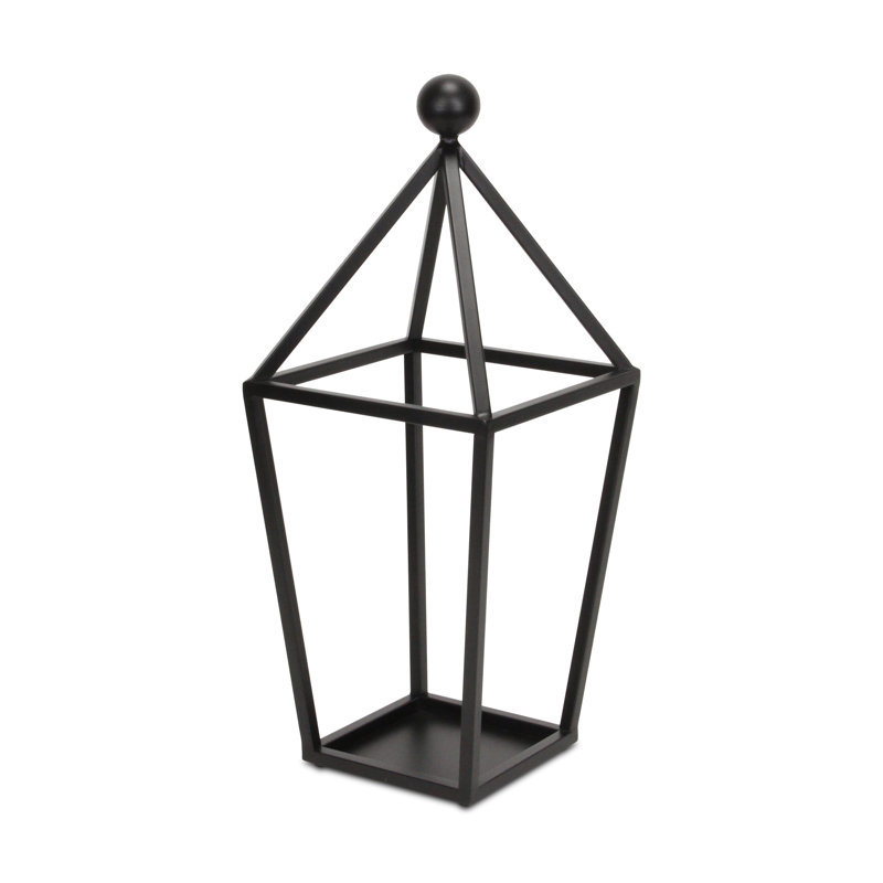Novara Pyramid Top Metal Lantern, Black