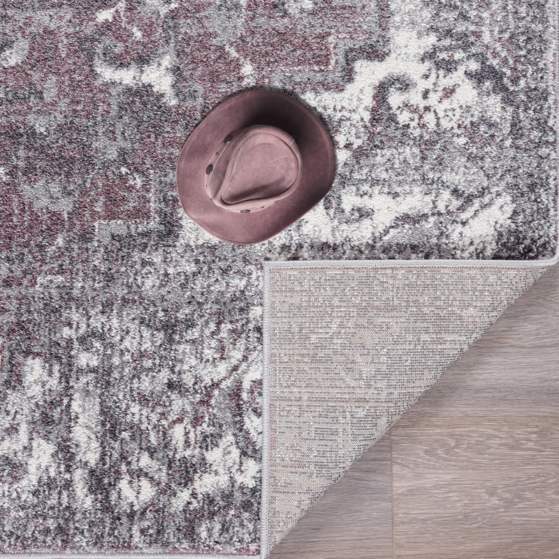 Tapis oriental lilas / blanc cassé Mannsville, Rectangle 9 pi x 12 pi