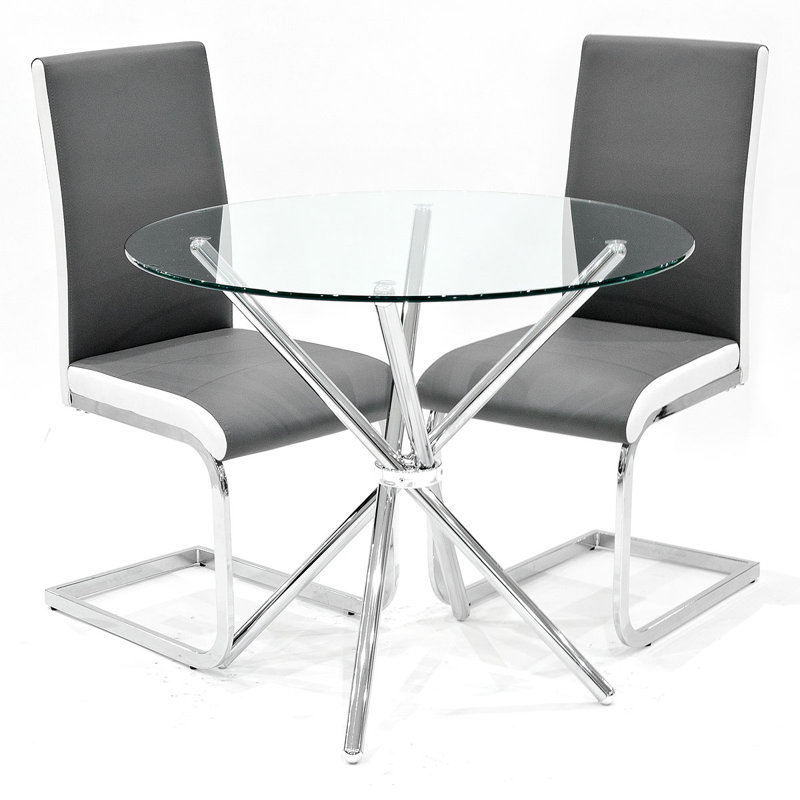 Bilston Dining Set, Grey, Chrome