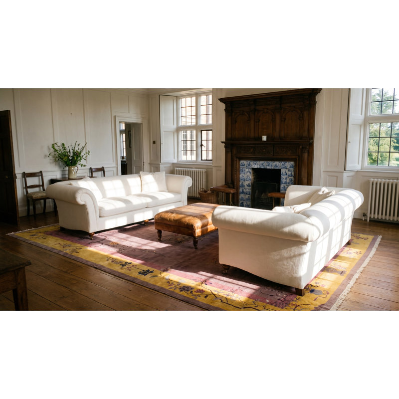 Antique Oversized Chinese - Art Deco Wool Room Size Ivory Rug